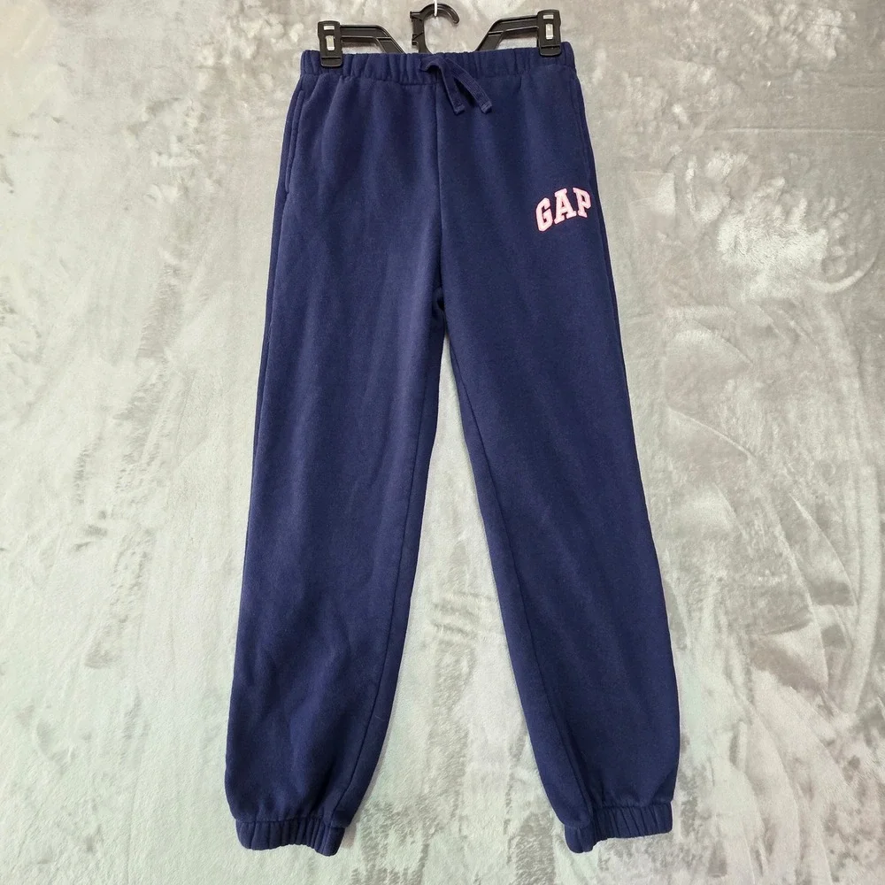 Gap Kids Navy Blue Pink Logo Fleece Jogger Sweatpants XXL 14-16